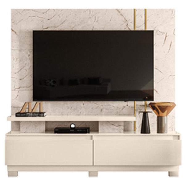 Imagem de Estante Home Theater New Apolo com Pés Calacata Off White   Madetec