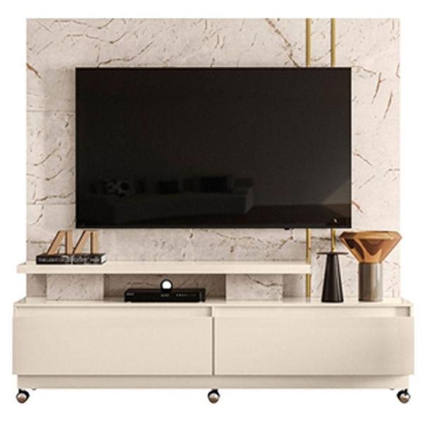 Imagem de Estante Home Theater New Apolo Com Rodízios Calacata Off White - Madetec