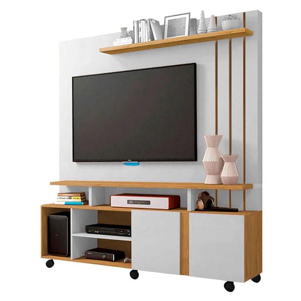 Imagem de Estante Home Theater para TV 55 Polegadas 2 Portas Artibuladas Valência Permóbili Off White/Nature - 100% MDP