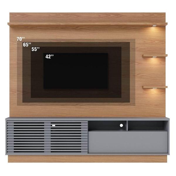 Imagem de Estante Home Theater Para Tv 70 Pol. Com Led 200Cm Amiche C05 Freijó/Cinza Fosco - Mpozenato