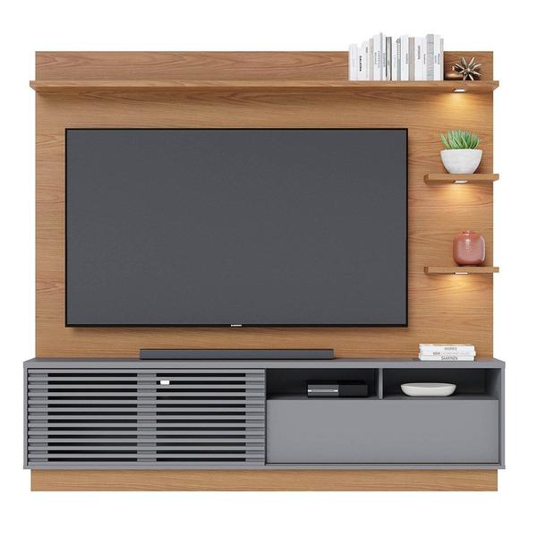 Imagem de Estante Home Theater para TV 70 Pol. com LED 200cm Amiche C05 Freijó/Cinza Fosco - Mpozenato