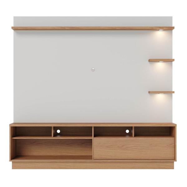 Imagem de Estante Home Theater para TV 70 Pol. com LED 200cm Amiche C05 Freijó/Off White Matte - Mpozenato