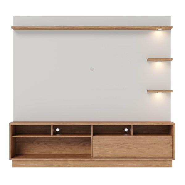 Imagem de Estante Home Theater para TV 70 Pol. com LED 200cm Amiche C05 Freijó/Off White Matte - Mpozenato