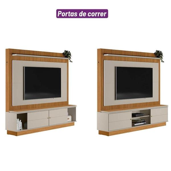 Imagem de Estante Home Theater Para Tv 75 Pol. 215cm Guape L06 Nature/off White - Mpozenato