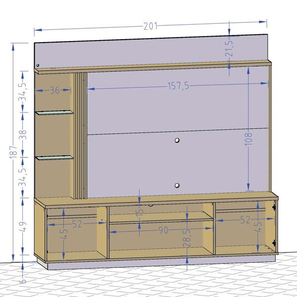 Imagem de Estante Home Theater Para TV Até 65 Pol. Atlanta Cinamomo/Titanium - Bechara