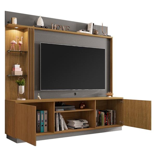 Imagem de Estante Home Theater Para TV Até 65 Pol. Atlanta Cinamomo/Titanium - Bechara