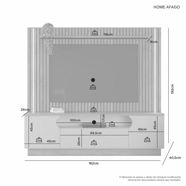 Imagem de Estante Home Theater Para TV até 65 Polegadas Afago Candian - JCM Movelaria