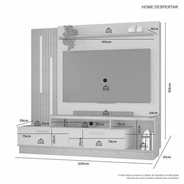 Imagem de Estante Home Theater Para TV até 65 Polegadas Despertar - JCM Movelaria