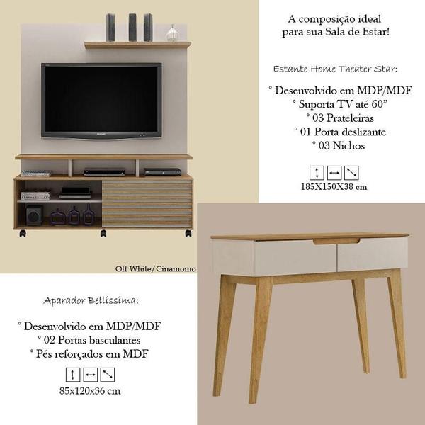 Imagem de Estante Home Theater Star e Aparador Bellíssima Off White Cinamomo - Valdemóveis