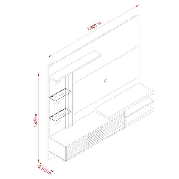 Imagem de Estante Home Theater Suspenso Ambiente Frizz Supreme Cinamomo Off White - Madetec