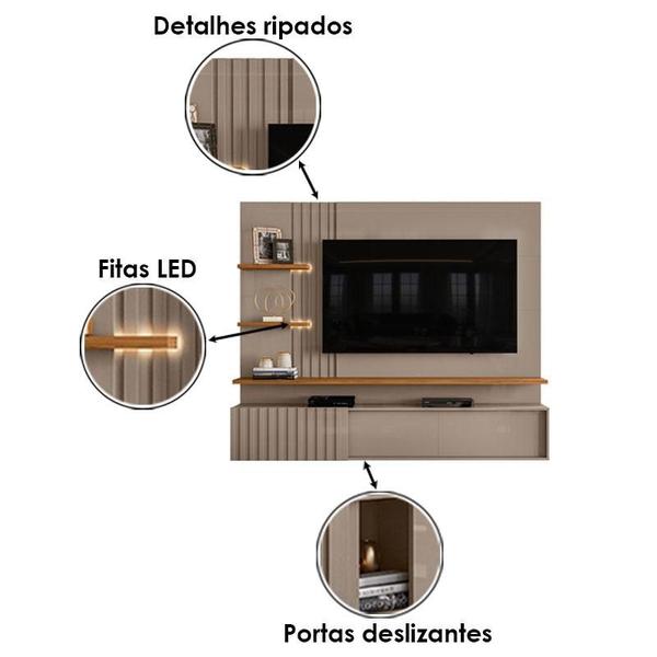 Imagem de Estante Home Theater Suspenso Atena Fendi Naturale  Madetec