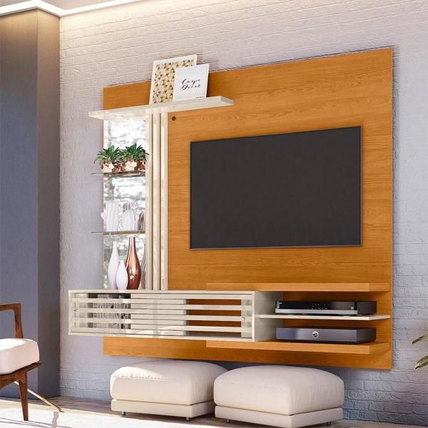 Imagem de Estante Home Theater Suspenso com Aparador Frizz Supreme Cinamomo Off White  Madetec