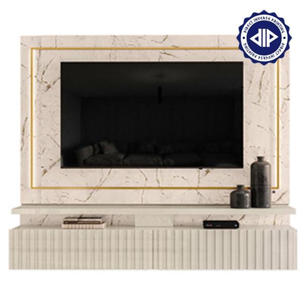 Imagem de Estante Home Theater Suspenso Gaia com Aparador Estoril e Mesa de Centro Indianápolis Calacata Off White  Madetec