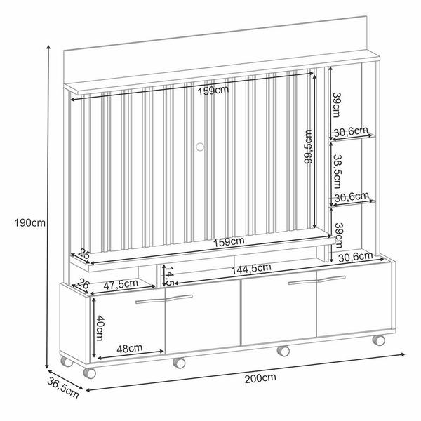 Imagem de Estante Home Theater Titan Ripado para TV até 60” - HB Móveis