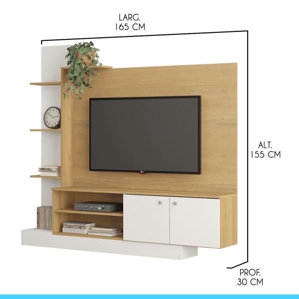 Imagem de Estante Home TV 55 Pol. 165x155cm 5 Nichos 2 Portas Carvalho 0633