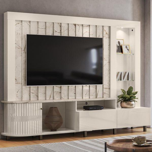 Imagem de Estante Home TV 70 Pol 2 Gavetas 243 cm 6521 Calacata Off White MDT