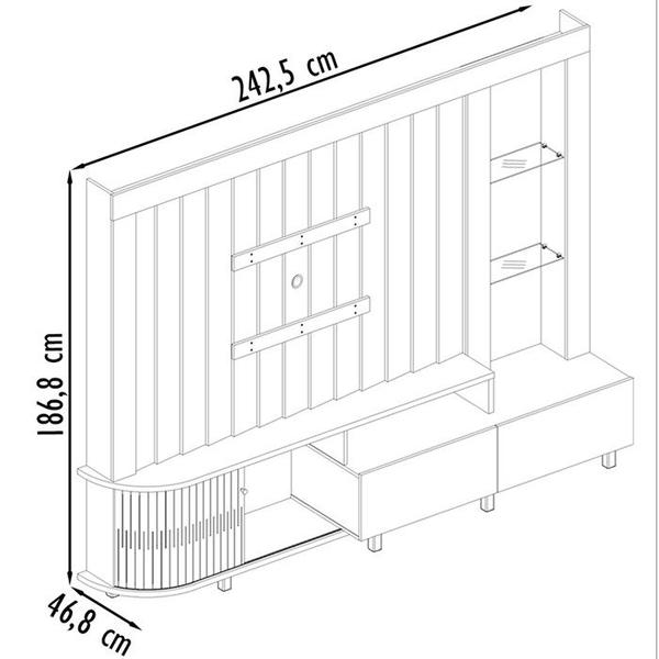 Imagem de Estante Home TV 70 Pol 2 Gavetas 243 cm 6521 Calacata Off White MDT