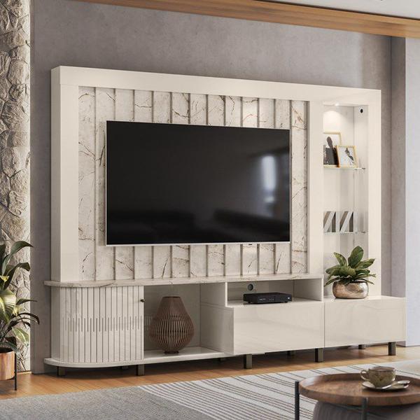 Imagem de Estante Home TV 70 Pol 2 Gavetas 243 cm 6521 Calacata Off White MDT