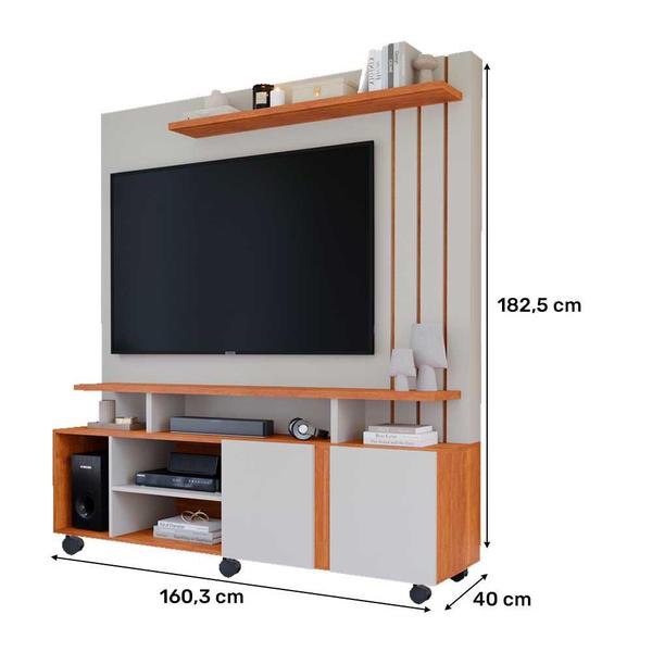 Imagem de Estante Home Valência com 2 Portas TV até 55 Polegadas Permóbili Off White/Cinamomo