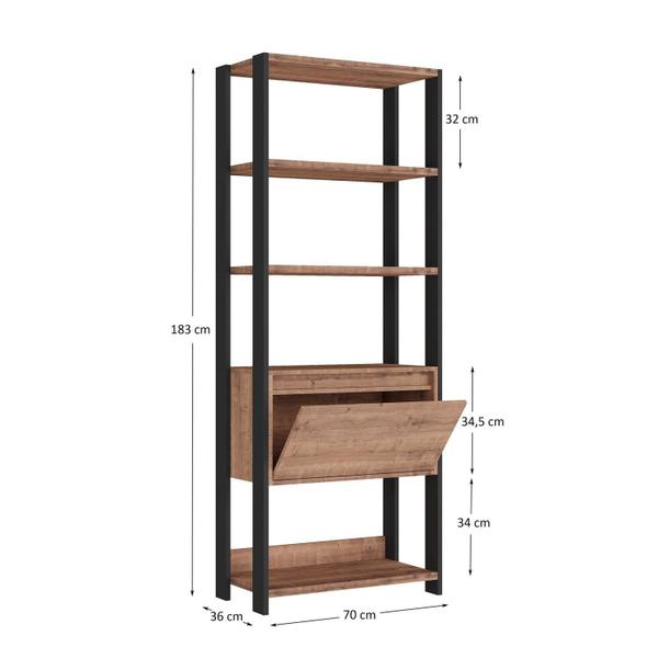 Imagem de Estante Industrial 1 Porta 4 Prateleiras M109 183cmx70cm