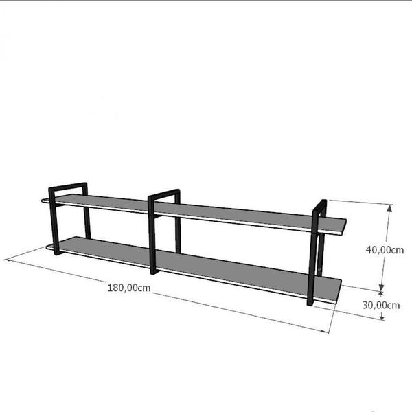 Imagem de Estante industrial aço cor preto 180x30x40cm (C)x(L)x(A) cor mdf branco modelo ind39best