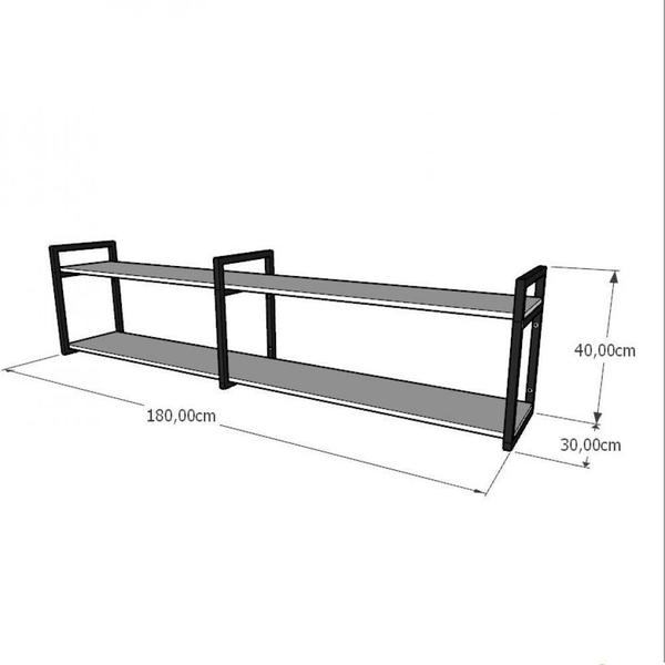 Imagem de Estante industrial aço cor preto 180x30x40cm (C)x(L)x(A) cor mdf branco modelo ind40best