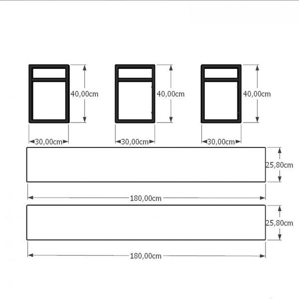 Imagem de Estante industrial aço cor preto 180x30x40cm (C)x(L)x(A) cor mdf preto modelo ind39pest