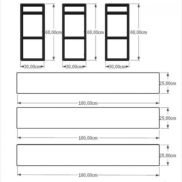 Imagem de Estante industrial escritório aço cor preto 180x30x68cm (C)x(L)x(A) cor mdf branco modelo ind32bes