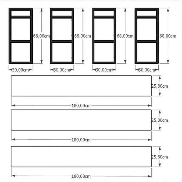 Imagem de Estante industrial escritório aço cor preto 180x30x68cm (C)x(L)x(A) cor mdf preto modelo ind35pes