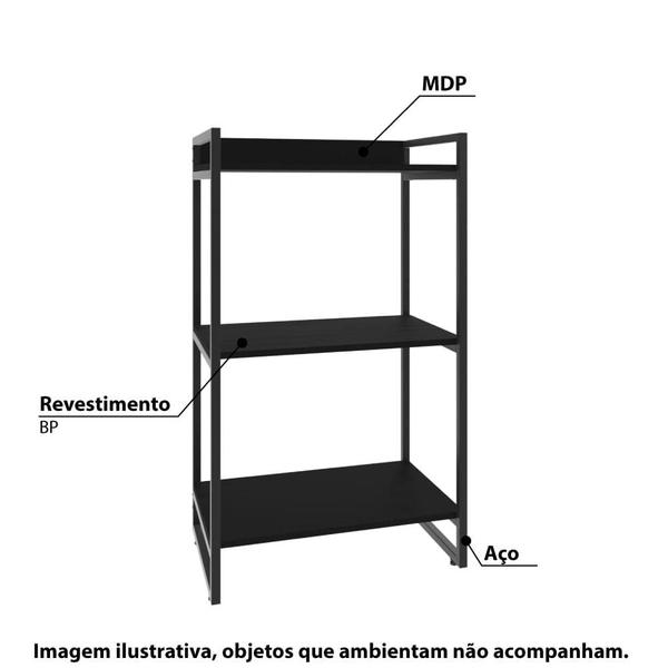 Imagem de Estante Industrial Kuadra com 2 Nichos 60 cm - Preto