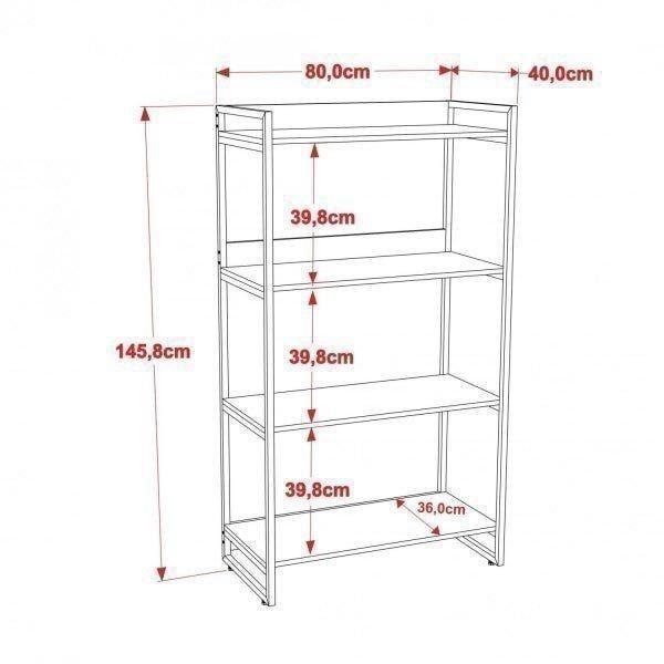 Imagem de Estante Industrial Kuadra com 3 Nichos 80 cm - Nogal/Preto