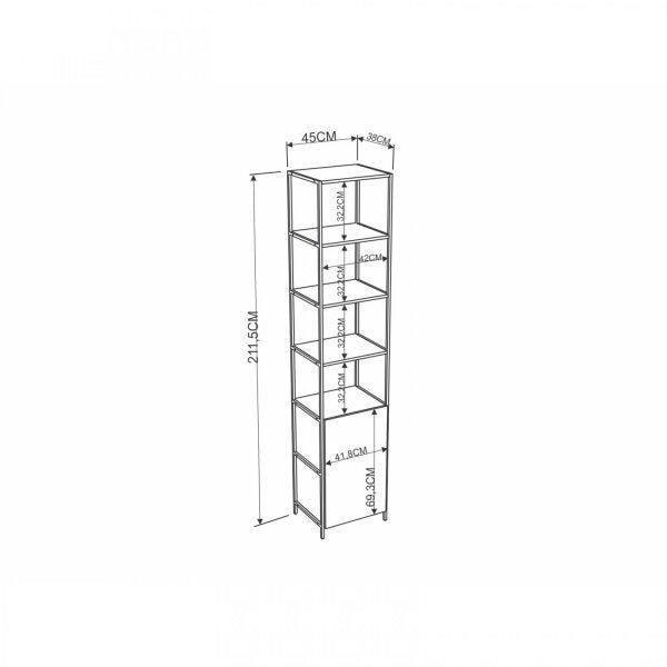 Imagem de Estante Industrial Steel Quadra com 1 Porta - Carvalho/Preto