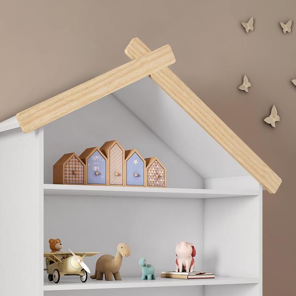 Imagem de Estante Infantil com 4 Prateleiras Prime MDF Laca Casinha Casatema Branco/Natural