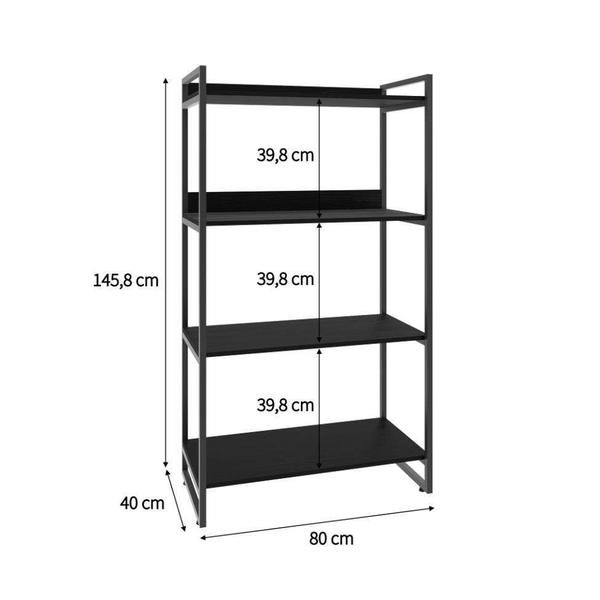 Imagem de Estante Kuadra II Preta 80 cm