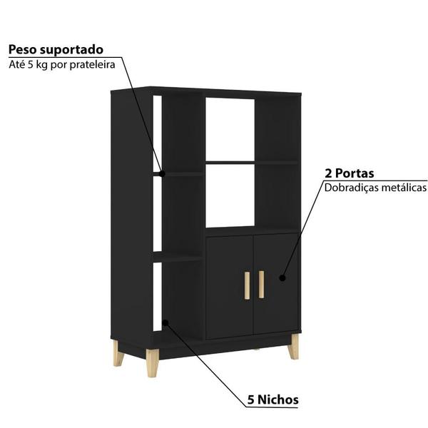 Imagem de Estante Legno com 5 Nichos - Preto