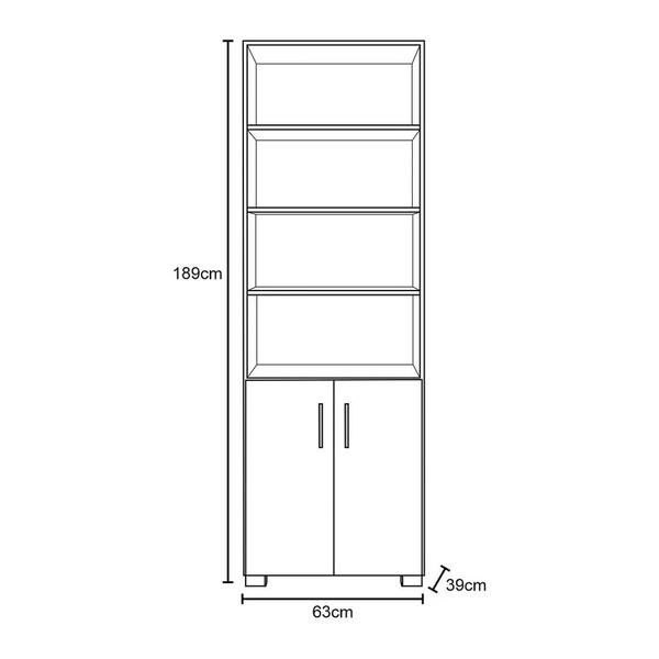 Imagem de Estante Livreiro 2 Portas Pequenas 6 Prateleiras Office - Móveis Leão