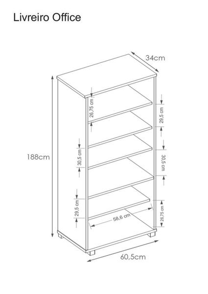 Imagem de Estante Livreiro 6 Prateleiras Office Preto - Fdecor