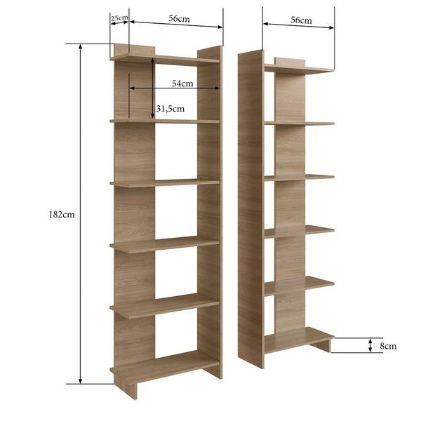 Imagem de Estante Livreiro De Canto 6 Prateleiras EST140 Oak - Completa Móveis