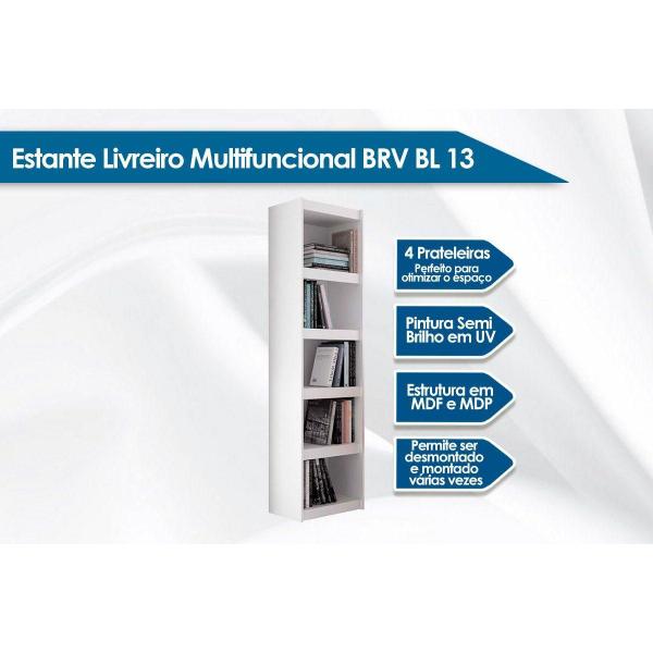 Imagem de Estante Livreiro de Escritório BL13 c/ 4 Prateleiras Branco - BRV