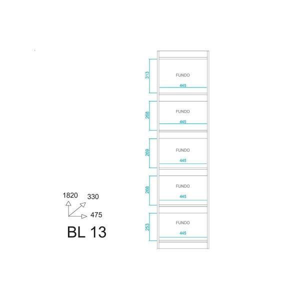 Imagem de Estante Livreiro de Escritório BL13 c/ 4 Prateleiras Branco - BRV