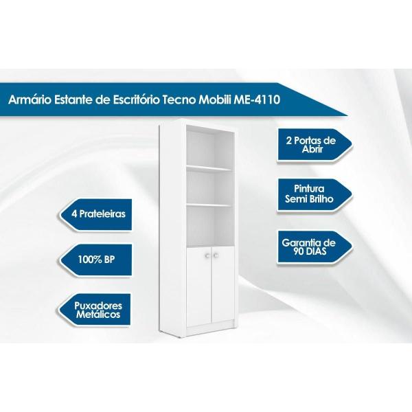 Imagem de Estante Livreiro de Escritório ME4110 c/ 2 Portas e 3 Prateleiras Carvalho - Tecno Mobili