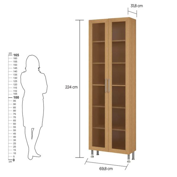 Imagem de Estante Livreiro Ditália Aspen 2 Porta Vidro Carvalho CD-308