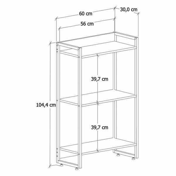 Imagem de Estante Livreiro Dynamica Industrial 60cm 3 Prateleiras C08 Carvalho Dark - Mpozenato