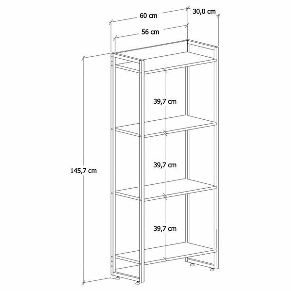 Imagem de Estante Livreiro Dynamica Industrial 60cm 4 Prateleiras C08 Branco Chess - Mpozenato