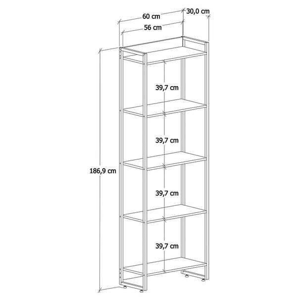 Imagem de Estante Livreiro Dynamica Industrial 60cm 5 Prateleiras C08 Preto Ônix - Mpozenato