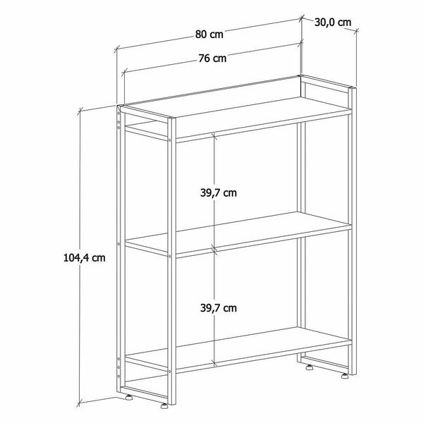 Imagem de Estante Livreiro Dynamica Industrial 80cm 3 Prateleiras C08 Carvalho - Mpozenato