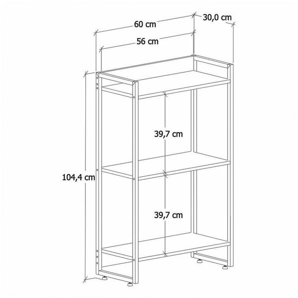 Imagem de Estante Livreiro Industrial 60cm 3 Prateleiras Preto Onix