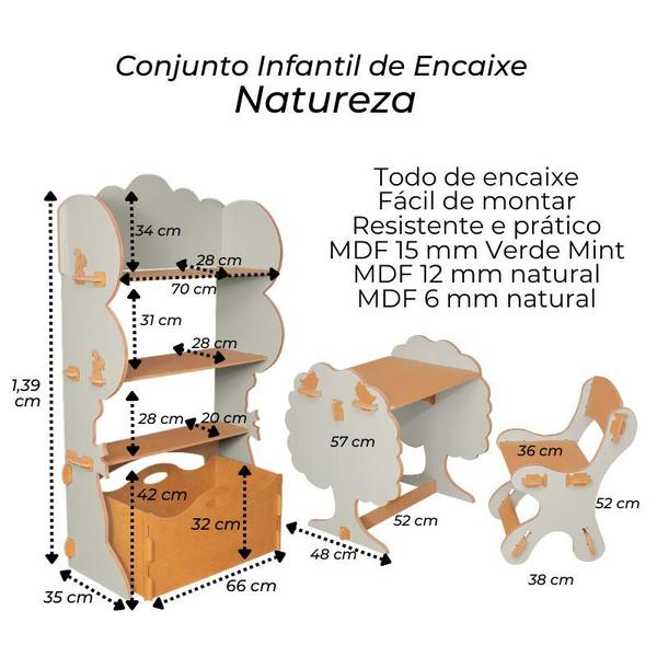 Imagem de Estante Livreiro Infantil de Encaixe com Organizador de Brinquedos Natureza