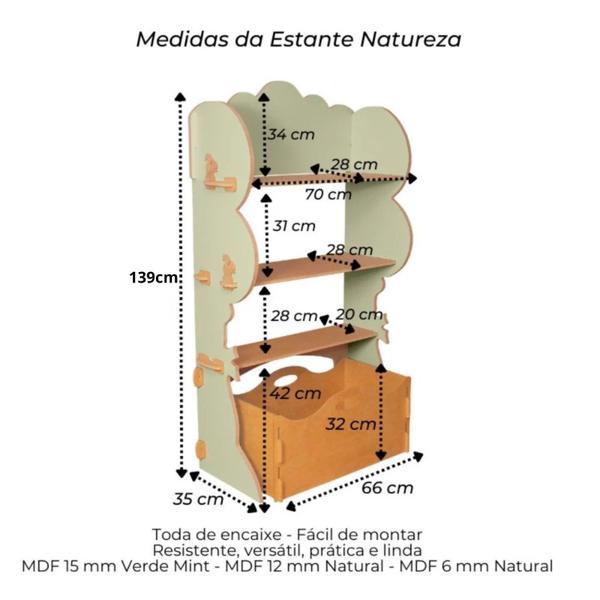 Imagem de Estante Livreiro Infantil de Encaixe com Organizador de Brinquedos Natureza Rosa/Natural