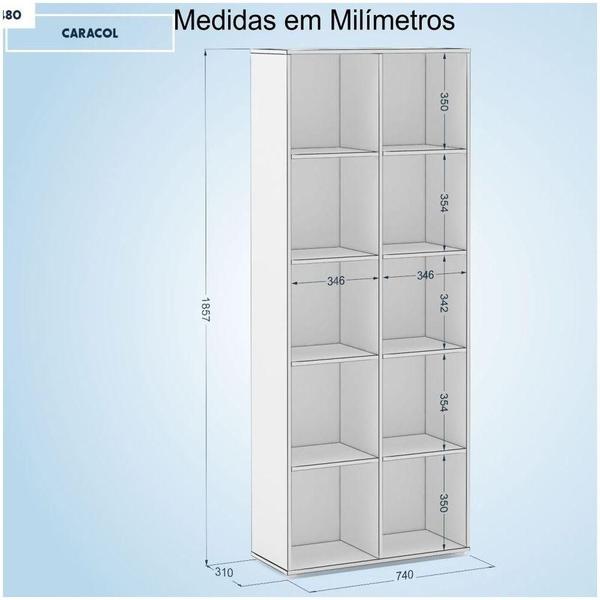 Imagem de Estante Livreiro Multi 10 Nichos Caracol Branco Politorno